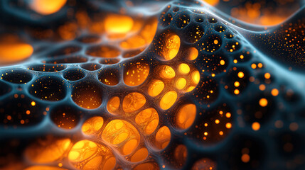 Futuristic background of hexagonal grid with glowing lines 