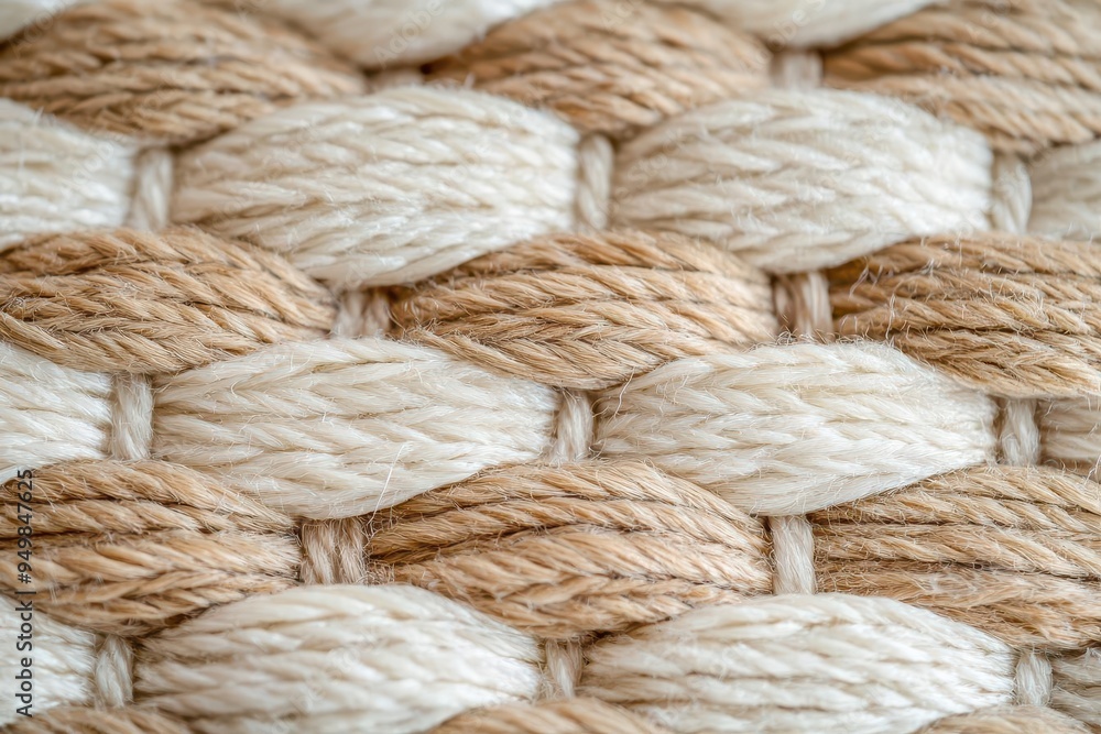 Poster an intricate rug weave pattern is captured in a close up photo, creating a realistic background for 