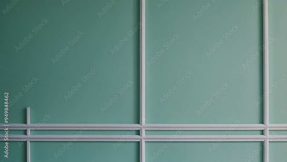 Poster a mint-colored background bordered by a thin white line, adding a touch of minimalist framing.