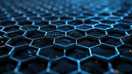 Naklejka premium Futuristic background of hexagonal grid with glowing lines 
