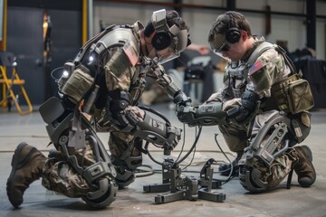 Army robots undergoing testing in the UK, showcasing advanced technology for military applications and operations, AI generated