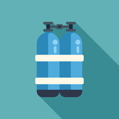 Fototapeta premium Two full oxygen tanks connected together, ready for a scuba diving session