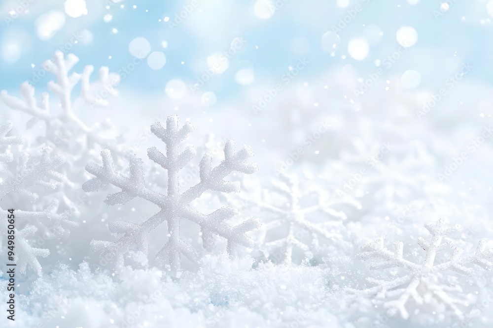 Poster the detailed snowflake structure, close up photo realistic pattern background, winter wonder is trul