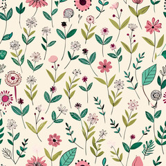 Floral seamless pattern vector illustration.