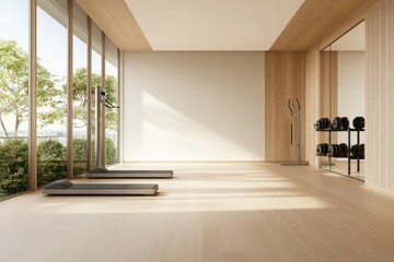 Modern Minimalist Home Gym with Scandinavian Design Aesthetic