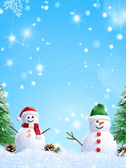 Fototapeta premium Scenic Winter Landscape with Snowy Fir and Frost