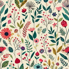 Floral seamless pattern vector illustration.