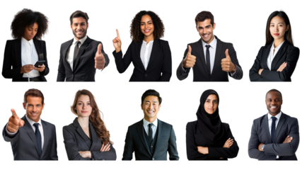 PNG Diverse business people element set, transparent background