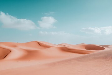 A desert landscape with sand hills in Marrakesh, Morocco, and camels resting in the distance