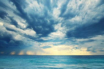 Obraz premium Storm clouds and rain over the Indian Ocean, Maldives