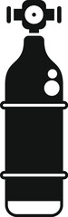 Black oxygen cylinder icon depicting essential diving equipment for underwater exploration