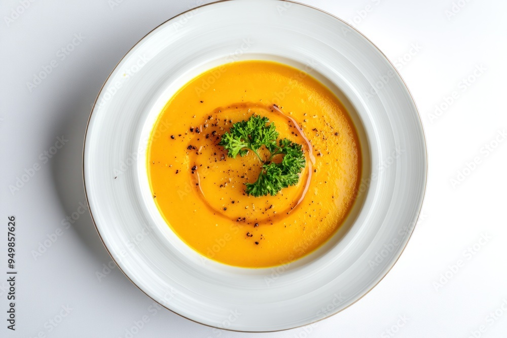 Canvas Prints Creamy Pumpkin Soup with Parsley Garnish