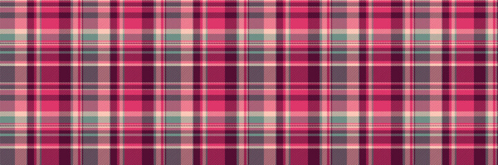Packaging vector seamless textile, flow plaid pattern texture. Artwork fabric background tartan check in pink and red colors.