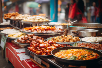 Obraz premium Image of food market bazaar festive event generative AI