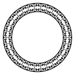 Vintage frame border ornament vector. Ethnic seamless round pattern. Mandala Floral Baroque. Classic antique ornate element. Decorative border for frame, textile, fabric, rug, tattoo, ceramic.