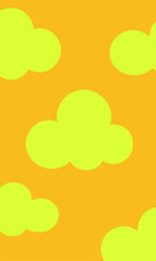 A seamless pattern of yellow clouds on a vibrant orange background