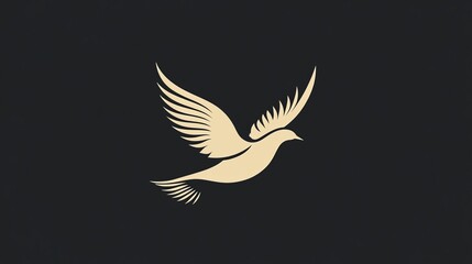 Obraz premium Abstract flying dove logo. Elegant silhouette design in flat style. Vector illustration for logo, icon, symbol, emblem, template design.