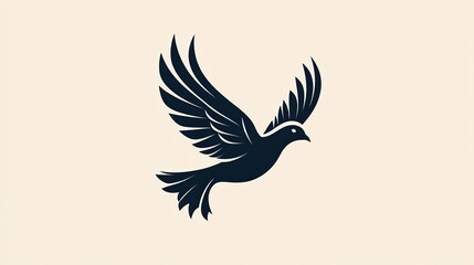 Obraz premium Abstract flying dove logo. Elegant silhouette design in flat style. Vector illustration for logo, icon, symbol, emblem, template design.