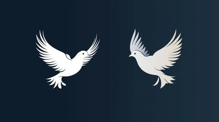 Abstract flying dove logo. Elegant silhouette design in flat style. Vector illustration for logo, icon, symbol, emblem, template design.