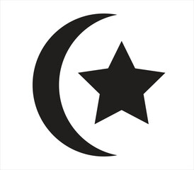 Night mood icon moon and star. Vector illustration.