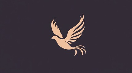 Obraz premium Abstract flying dove logo. Elegant silhouette design in flat style. Vector illustration for logo, icon, symbol, emblem, template design.