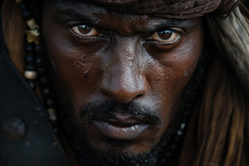 Fototapeta premium Navy marine adventure film movie fairytale pirate conceptual poster banner book cover, Generative AI