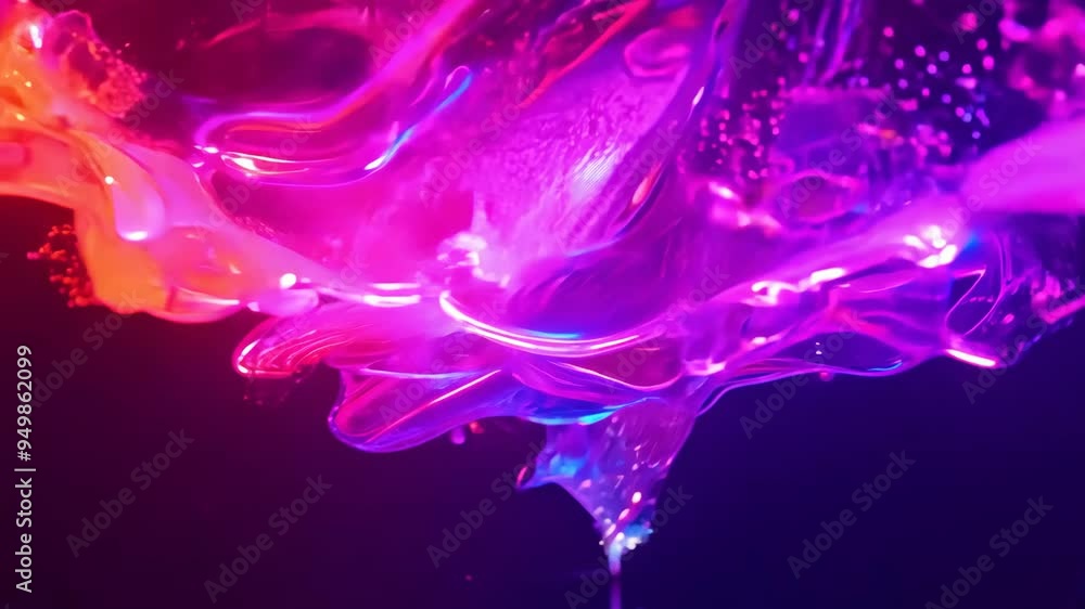 Poster vibrant oil movement creating mesmerizing patterns in dynamic lighting