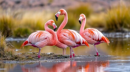 Andean flamingos, categorized as Phoenicoparrus andinus, are native to the high-altitude lakes of the Andes mountain range.
