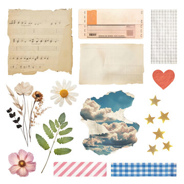 PNG paper collage set, transparent background
