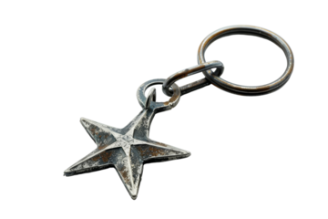 Vintage Metal Keychain with Star Design