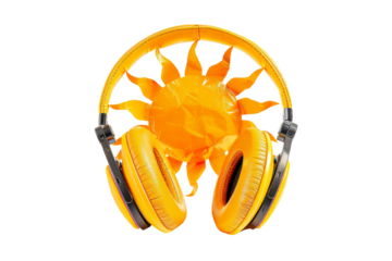 Yellow Headphones with Sun Design