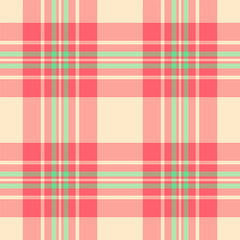 Perfect pattern vector texture, cut out seamless textile plaid. Variety fabric check tartan background in red and blanched almond colors.
