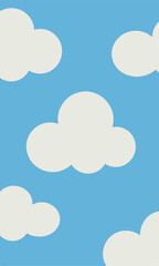 There is a beautiful blue sky adorned with fluffy white clouds in it