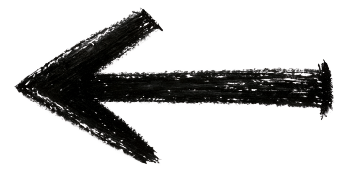 Simple black arrow pointing left, cut out transparent