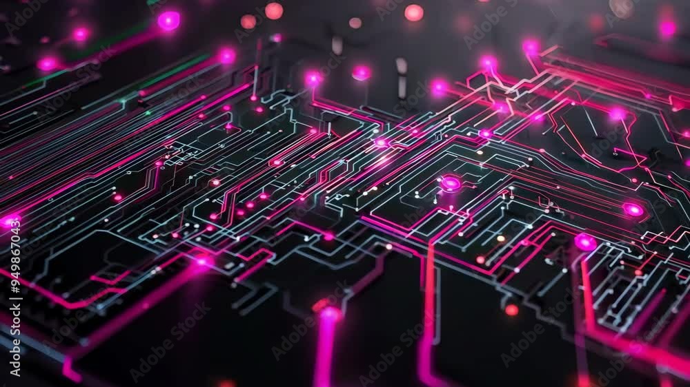Leinwandbilder Abstract digital dot line particle data background connecting technology concept