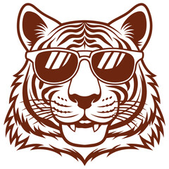 Obraz premium Tiger with glasses isolated white background