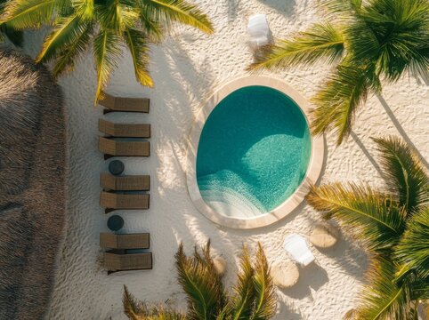 Detailed aerial view of the Royal Palm hotel near Poste de Flacq, in Riviere du Rempart, Mauritius.