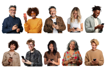 PNG diverse social media people element set, transparent background