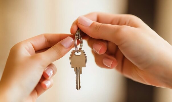 Real Estate Success: Joyful Indian Woman Receiving Keys to New Apartment from Agent. Multicultural Property Purchase, Homeownership Dream Fulfilled, and Diverse Housing Market Representation in Modern