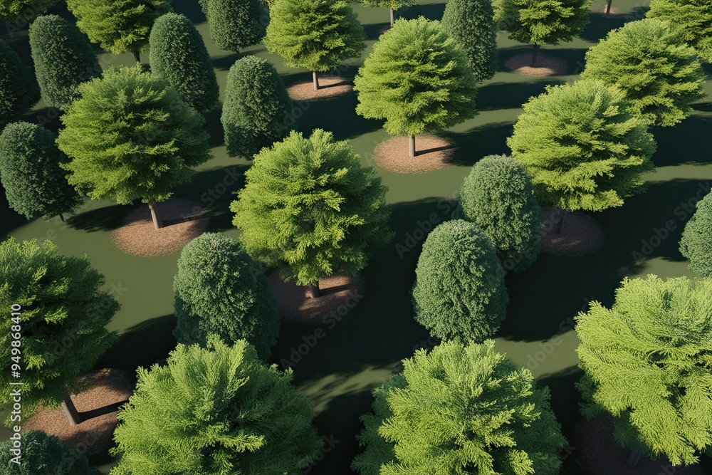 Poster 3d aerial visualization of laurelia sempervirens trees on clean background