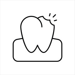 cavity line icon with white background vector stock illustration