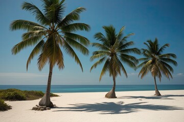Obraz premium Aerial Perspective of Solitary Areca and Coconut Palms in a Pristine Setting