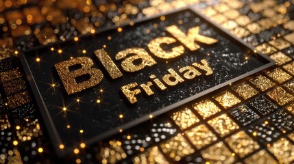 Black Friday glittery gold sale sign
