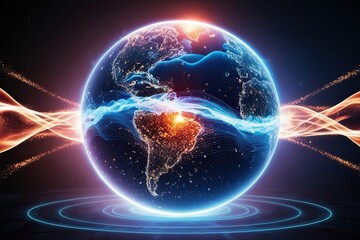 Holographic Globe of Energetic Particles and Fluid Waves Illuminated in Deep Space Background