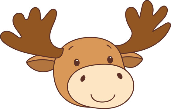 cute cartoon moose head with brown antlers clip art preview