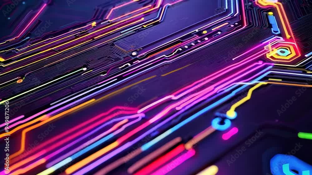 Leinwandbilder Abstract digital dot line particle data background connecting technology concept