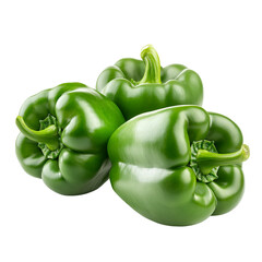 Fresh Green Bell Peppers Isolated on Transparent Background for Natural Food and Healthy Eating