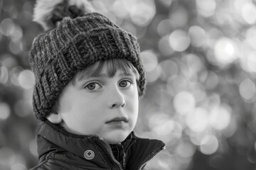 Boy in park portrait, Generative AI