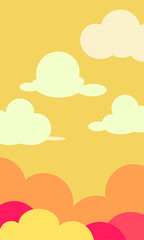 In the sky, there are many different colors and types of clouds