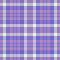 Elegant background plaid check, realistic textile pattern tartan. Tweed vector texture seamless fabric in indigo and light colors.
